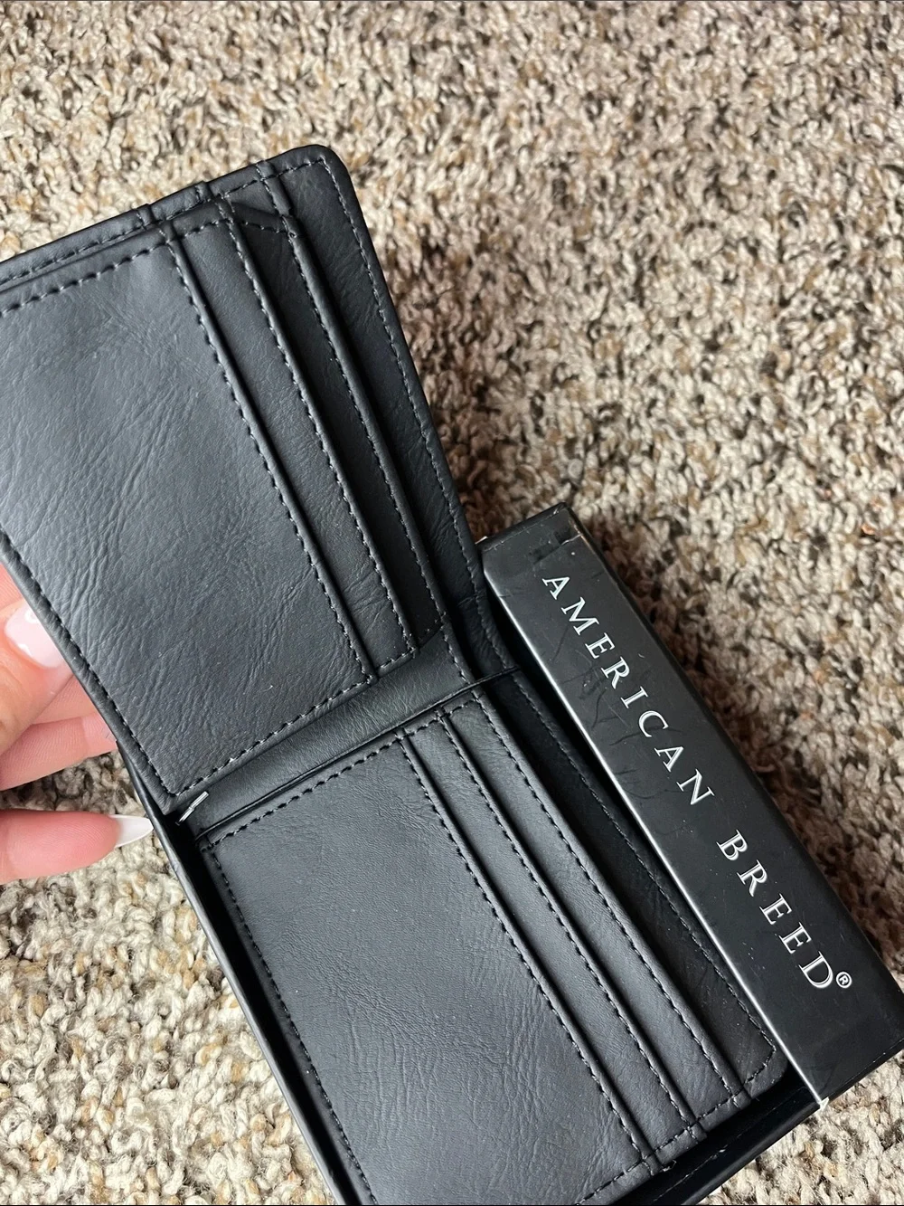 American Breed Black Leather Money Clip Wallet with Decorative Concho